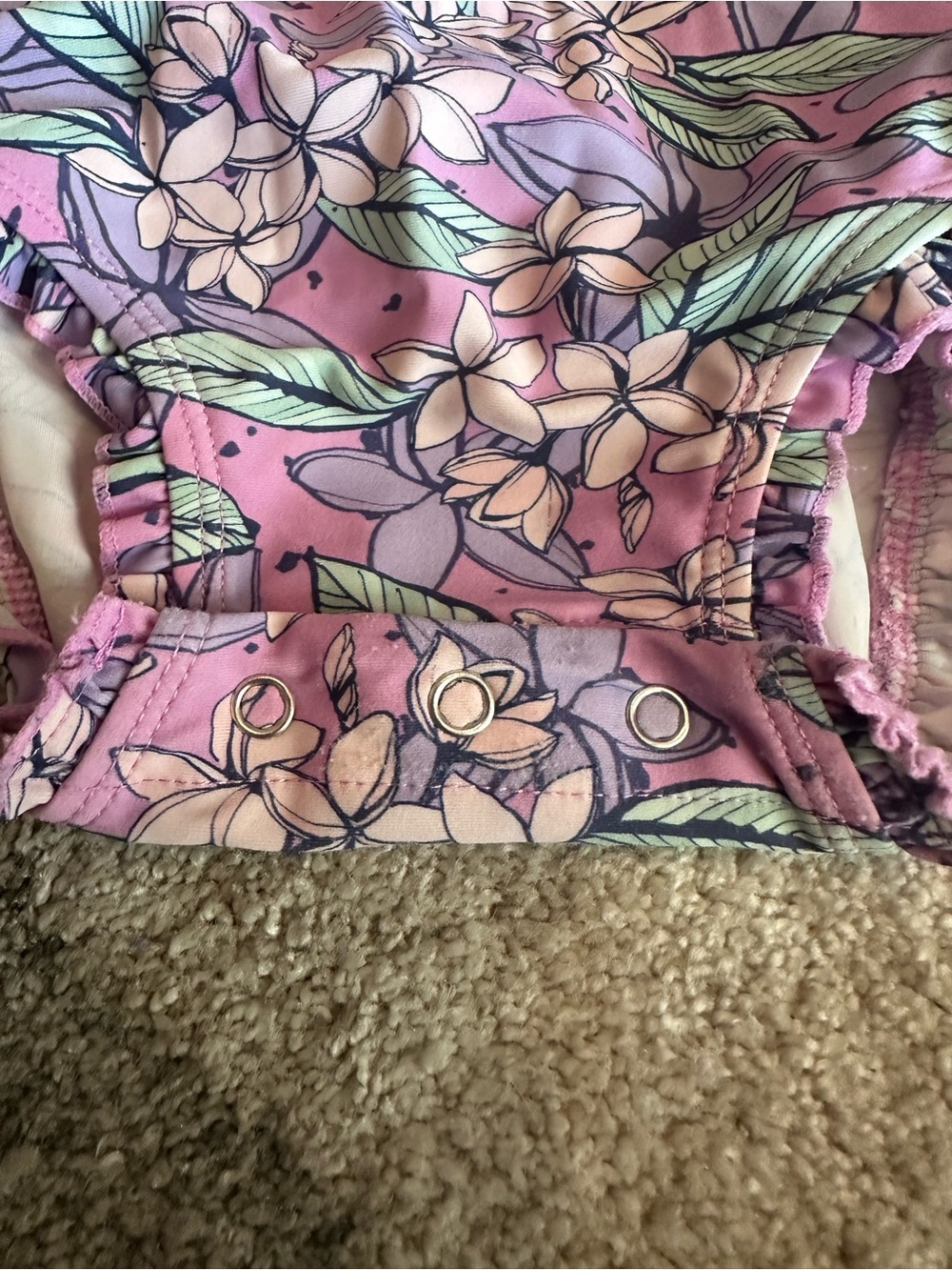 Ruffle Butts Girls' Long-Sleeve Purple Floral Rash Guard Swimsuit - Picture 6 of 8